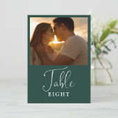 エメラルドエレガントグリーンフォトテーブル番号 招待状 (スタンド正面)