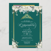 エメラルドエレガントグリーンフォトQRコードキンセアニラ 招待状 (正面/裏面)