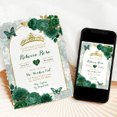 エメラルドエレガントグリーンフローラキンセ王室のーニェラ 招待状