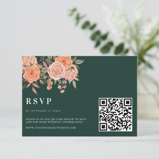 エメラルドエレガントグリーンフローラ秋の結婚式歓迎 エンクロージャーカード (スタンド正面)