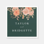 エメラルドエレガントグリーンフローラ秋の結婚式歓迎 スタンダードカクテルナプキン (正面)