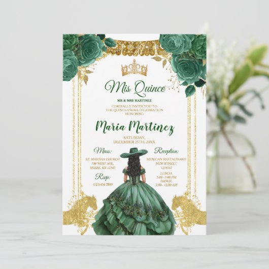 エメラルドエレガントグリーンフローラ金ゴールドホースMisカンス 招待状 (スタンド正面)