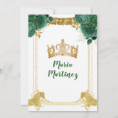 エメラルドエレガントグリーンフローラ金ゴールドホースMisカンス 招待状 (裏面)