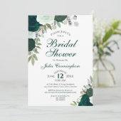 エメラルドエレガントグリーンボホフローラブライダルシャワー 招待状 (スタンド正面)