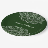 エメラルドエレガントグリーンマンダラインディアンヒンドゥー結婚ズ ペーパープレート (アングル)