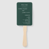 エメラルドエレガントグリーンミニマル結婚式 プログラム ハンドファン (正面)