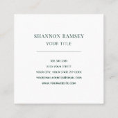 エメラルドエレガントグリーンモノグラム スクエア名刺 (裏面)