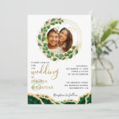 エメラルドエレガントグリーンユーカリプトゥスアガ結婚イト 招待状 (スタンド正面)