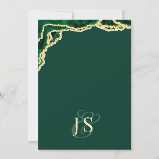 エメラルドエレガントグリーンユーカリプトゥスアガ結婚イト 招待状 (裏面)