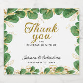 エメラルドエレガントグリーンユーカリ結婚の スパークリングワインラベル (シングルラベル)