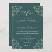 エメラルドエレガントグリーンヴィンテージウェディングメニュー メニュー (正面/裏面)