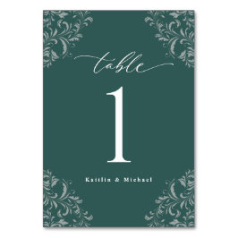 エメラルドエレガントグリーンヴィンテージスモール結婚ズ テーブルナンバー