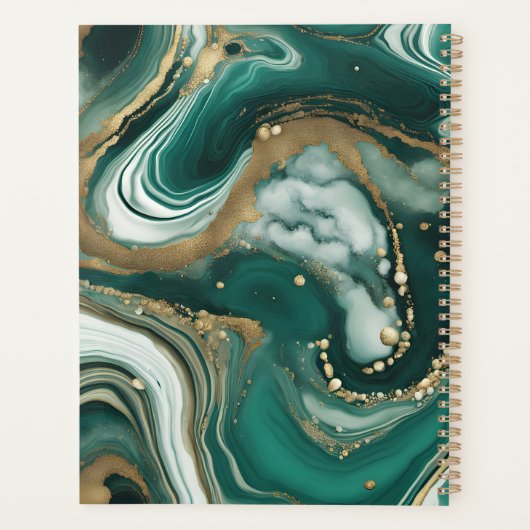 エメラルドエレガントグリーン大理石と金ゴールド プランナー手帳 (裏面)