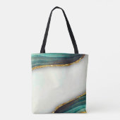 エメラルドエレガントグリーン大理石アートフェイク金ゴールドグリッター トートバッグ (裏面)