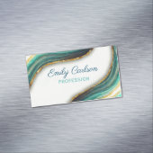 エメラルドエレガントグリーン大理石アートフェイク金ゴールドグリッター マグネット名刺 (インサイチュ)