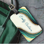 エメラルドエレガントグリーン大理石アートフェイク金ゴールドグリッター ラゲッジタグ