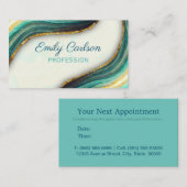 エメラルドエレガントグリーン大理石アートフェイク金ゴールドグリッター 予約カード (正面/裏面)
