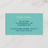 エメラルドエレガントグリーン大理石アートフェイク金ゴールドグリッター 名刺 (裏面)