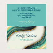 エメラルドエレガントグリーン大理石アートフェイク金ゴールドグリッター 名刺 (外部フラット)