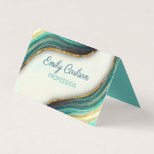 エメラルドエレガントグリーン大理石アートフェイク金ゴールドグリッター 名刺 (正面)