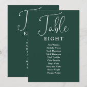 エメラルドエレガントグリーン座席表の番号 招待状 (正面/裏面)