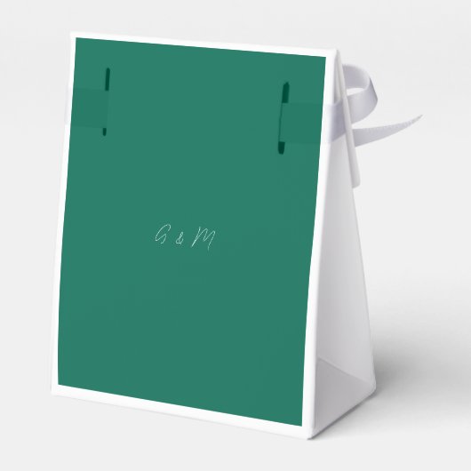 エメラルドエレガントグリーン結婚式の引き出物ボックス フェイバーボックス (裏面サイド)