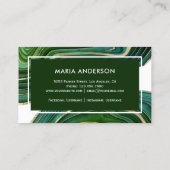 エメラルドエレガントグリーン金ゴールドアゲートジェードジェムストーン 名刺 (裏面)