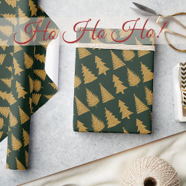 エメラルドエレガントグリーン金ゴールドグリッタークリスマスツリー ラッピングペーパー