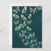 エメラルドエレガントグリーン金ゴールドバタフライキンセアニラ 招待状 (裏面)