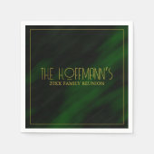 エメラルドエレガントグリーン金ゴールドフレームファミリー懇親会 スタンダードカクテルナプキン (正面)