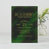 エメラルドエレガントグリーン金ゴールドフレームファミリー懇親会 招待状 (スタンド正面)