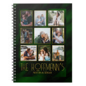 エメラルドエレガントグリーン金ゴールドフレームフォトコラージュ ノートブック (正面)