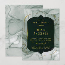 エメラルドエレガントグリーン金ゴールドフレームブライダルシャワー