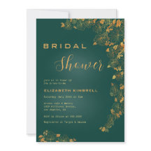 エメラルドエレガントグリーン金ゴールドフローラブライダルシャワー