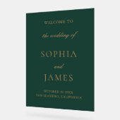 エメラルドエレガントグリーン金ゴールドミニマル結婚リスト アクリルサイン (傾斜)