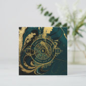 エメラルドエレガントグリーン金ゴールドヴィンテ華美ージウェディング 招待状 (スタンド正面)