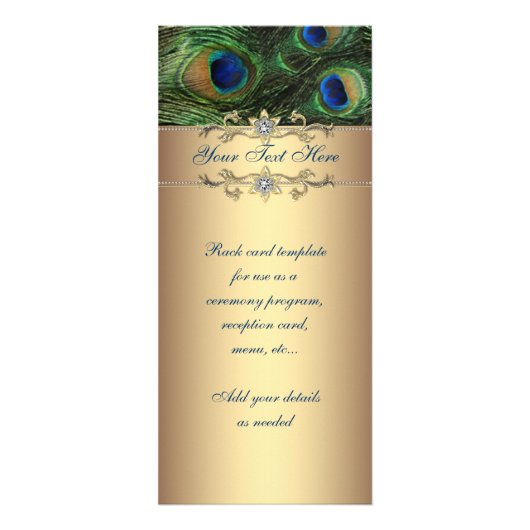 エメラルドエレガントグリーン金ゴールド孔雀ラックカード ラックカード (正面)