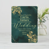エメラルドエレガントグリーン金ゴールド結婚式招待状 招待状 (スタンド正面)