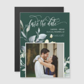 エメラルドエレガントグリーン離れのは日付マグネットを保存 (正面/裏面)