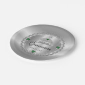 エメラルドエレガントグリーン |ダイヤモンドクラウンキンセアニラ ペーパープレート (アングル)