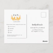 エメラルドエレガントグリーン&金ゴールドフローラウェディングRSVP ポストカード (裏面)