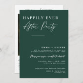 エメラルドエレガントグリーンQRコードの後ずっと幸せに 招待状 (正面/裏面)