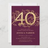 エメラルドエレガントブルゴーニュ金ゴールド40歳 招待状 (正面)