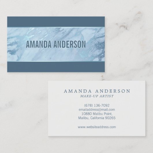 エメラルドエレガントブルーマーブル |名刺 名刺 (正面/裏面)