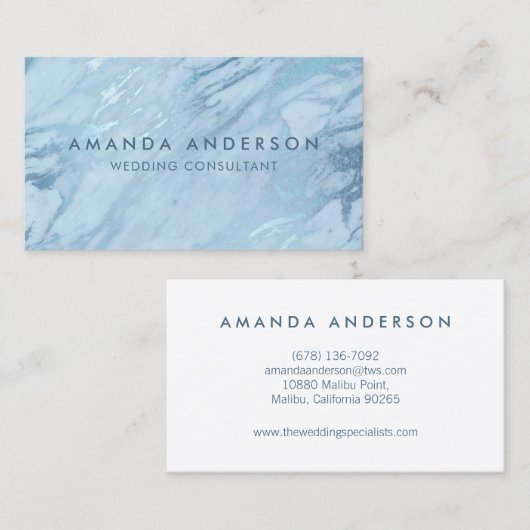 エメラルドエレガントブルーマーブル |名刺 名刺 (正面/裏面)