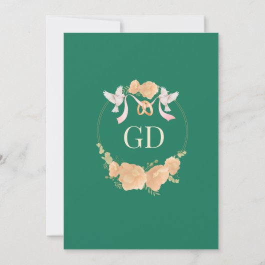 エメラルドエレガントワイルドフラワー結婚式招待状 招待状 (裏面)