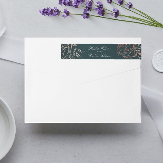 エメラルドエレガント銅フローラ結婚リース ラップアラウンドラベル