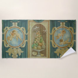 エメラルドエンジェルケルビプッティ金ゴールド ビーチタオル