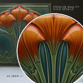 エメラルドオレンジウォールデコールアールヌーボーセラム タイル