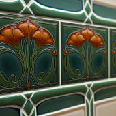 エメラルドオレンジウォールデコールアールヌーボーセラム タイル